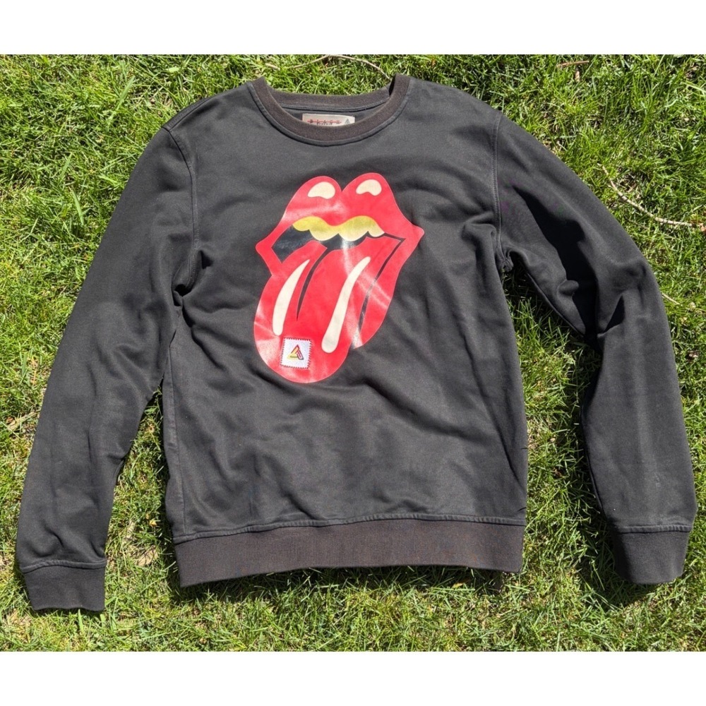 Black Pyramid Mens Rolling Stones Mustache Graphic Sweatshirt Black Medium